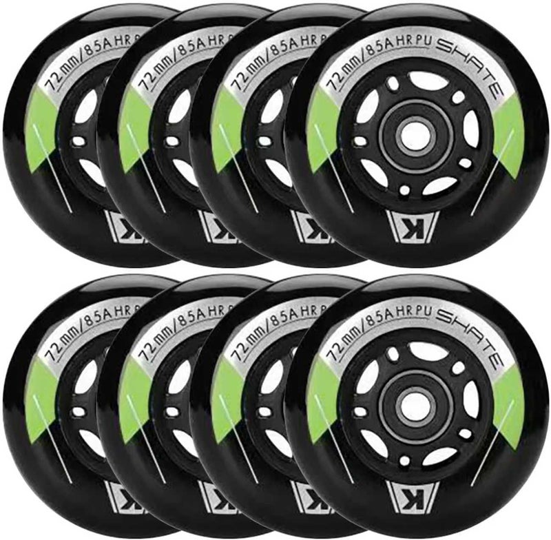Kutrick 8 Pack Inline Skate Wheels 64mm, 70mm, 72mm, 76mm, 80mm - ABEC9 Bearing - 85A Durometer PU - Compatible with Rollerblade, Roller Derby, K2 Skate - Image 1